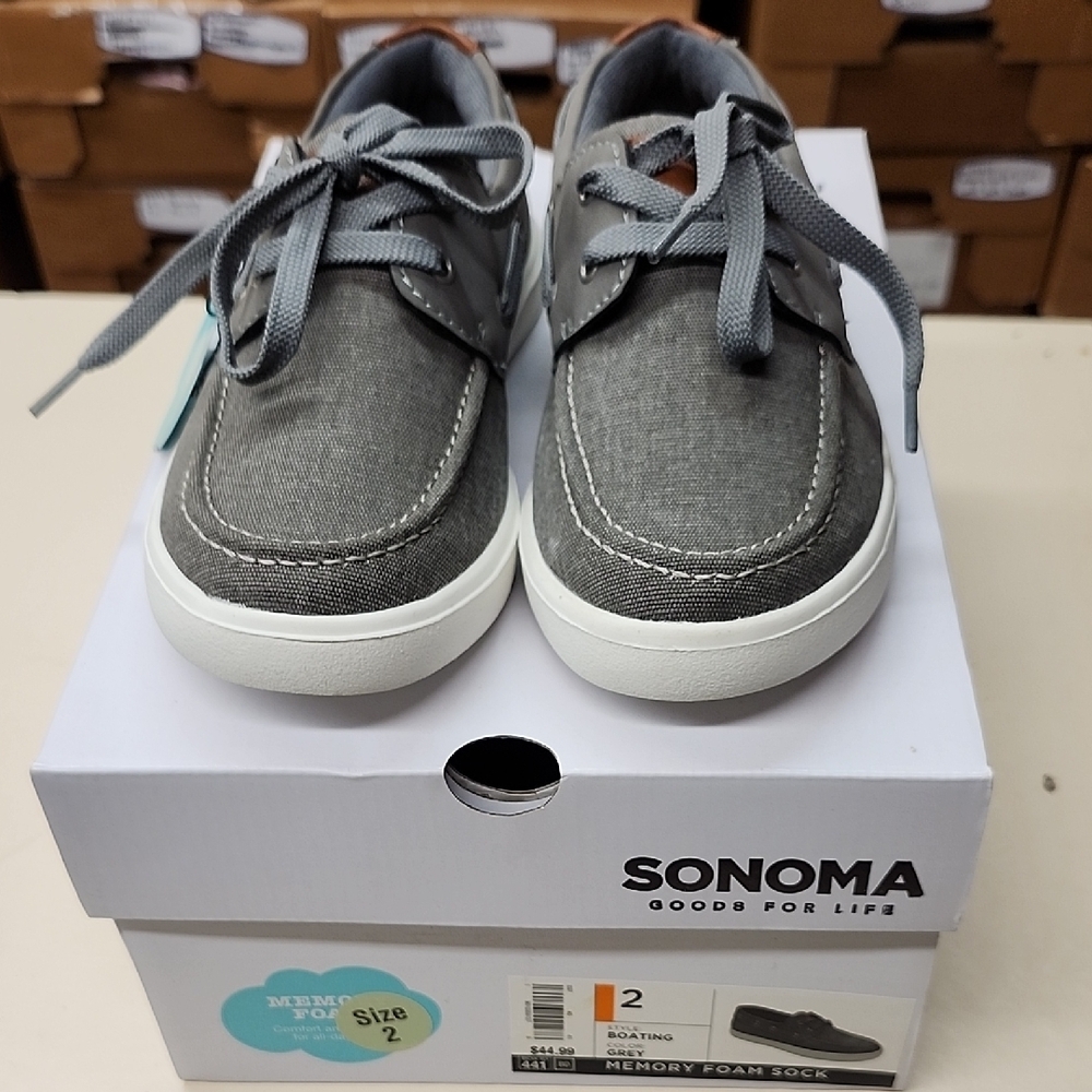 Sonoma Kids Gray Shoes Size 2 With Memory Foam.